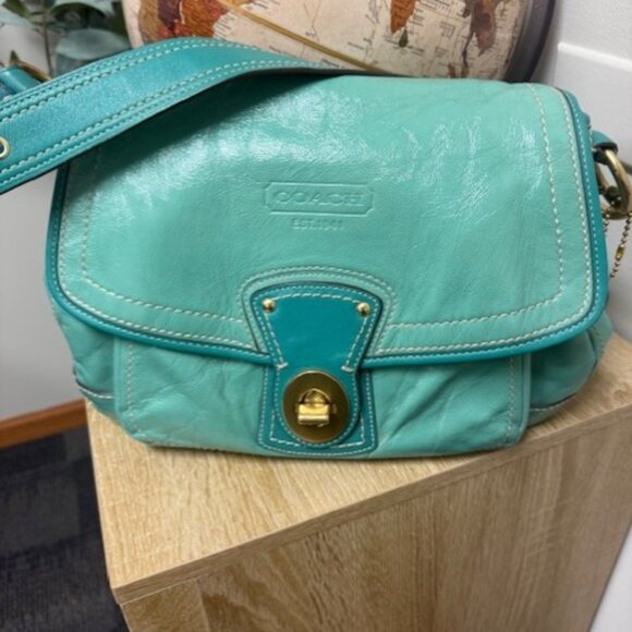Coach Handbags - 2008 Coach y2k Aqua/Green/Turquoise Ali Legacy turnlock bag